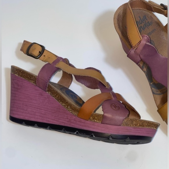 WANDA PANDA Purple & Tan Wedge Strappy Sandals size‎ 36. 5 - Picture 5 of 9